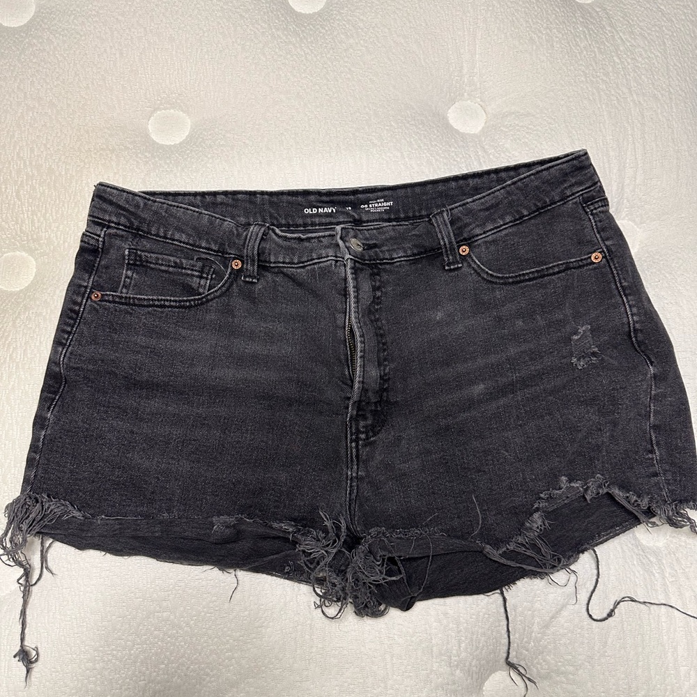 Old Navy Washed Black Distressed Denim Shorts